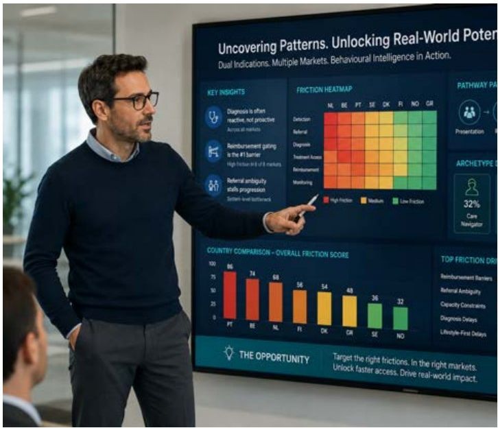 European doctor in modern hospital corridor